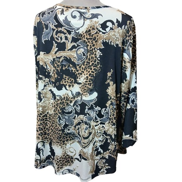 Sami & Jo Womens XL Babydoll Top Textured Animal Print Fairy Goth Grunge Blouse - Picture 7 of 7